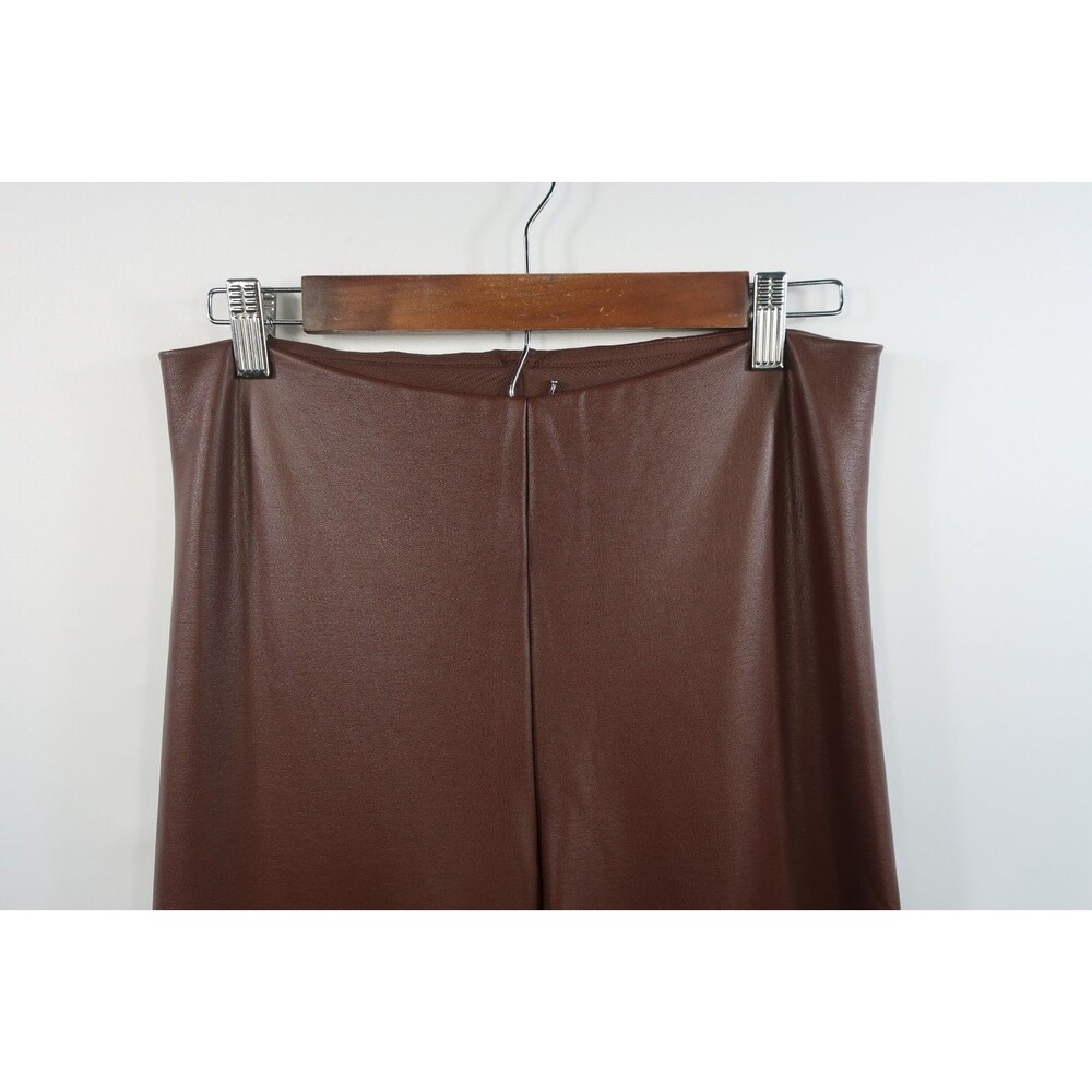 New Skims Brown Faux Leather Wide Leg Leather Pants Size XL Pull On *Imperfect - Picture 4 of 15